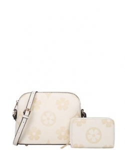 2in1 Fashion Design Print Chic Crossbody Bag with Wallet Set YB-8232-A WHITE